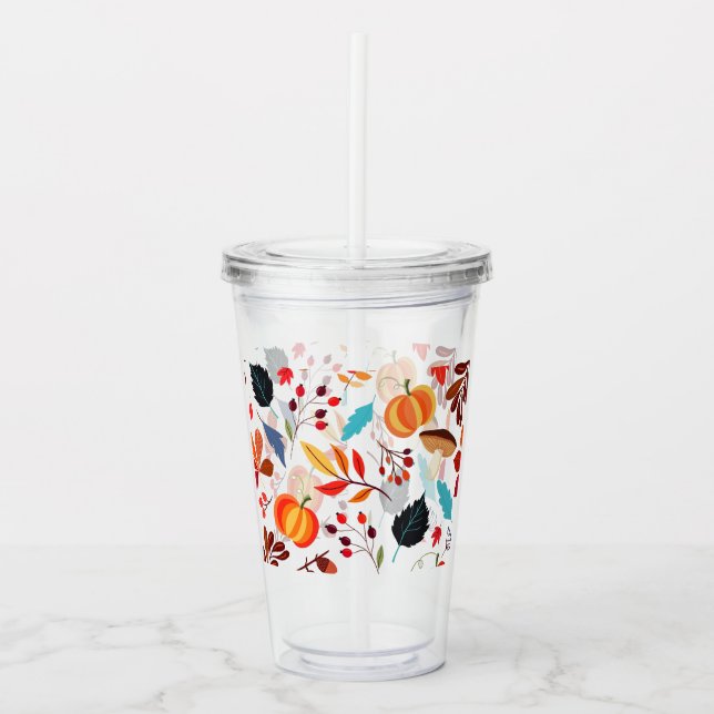 Autumn Pattern Acrylic Tumbler (Front)