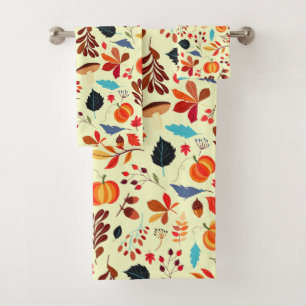 Autumn Pattern Bath Towel Set - Your Colours