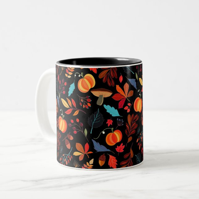 Autumn Pattern Coffee Mug - Choose Colour (Front Left)
