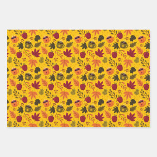 AUTUMN PATTERN DESIGN WRAPPING PAPER SHEET