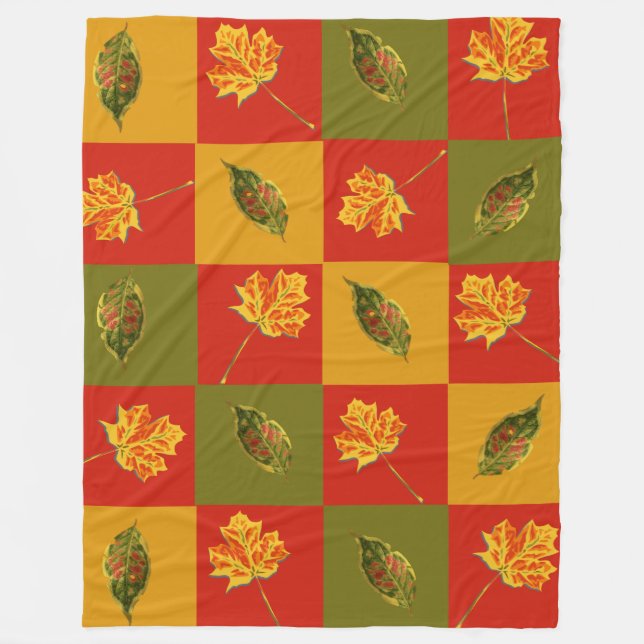 Autumn Pattern  Fleece Blanket (Front)