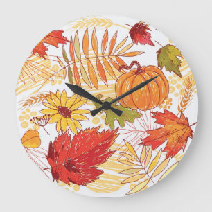 Autumn pattern large clock