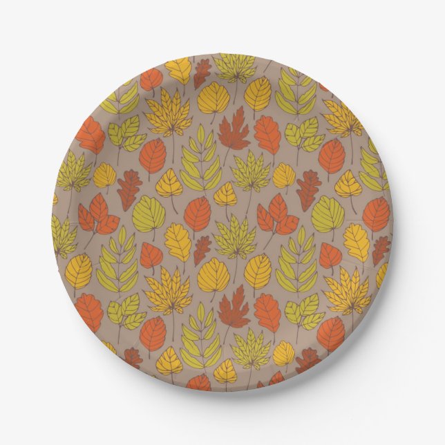 Autumn pattern paper plate (Front)