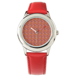 Autumn Pattern Red Orange Stainless Steel Watch