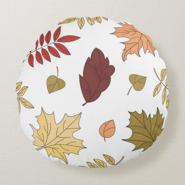 Autumn pattern round pillow (Front)