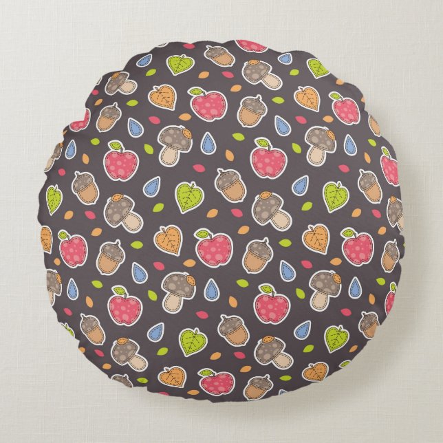 autumn pattern round pillow (Front)