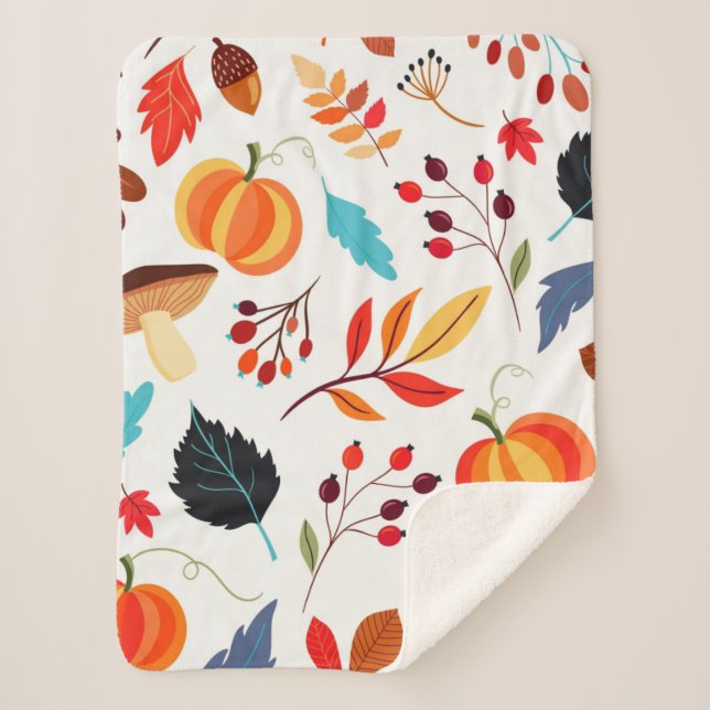 Autumn Pattern Sherpa Blanket (Front)