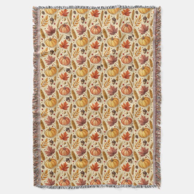 Autumn Pattern Throw Blanket (Front Vertical)