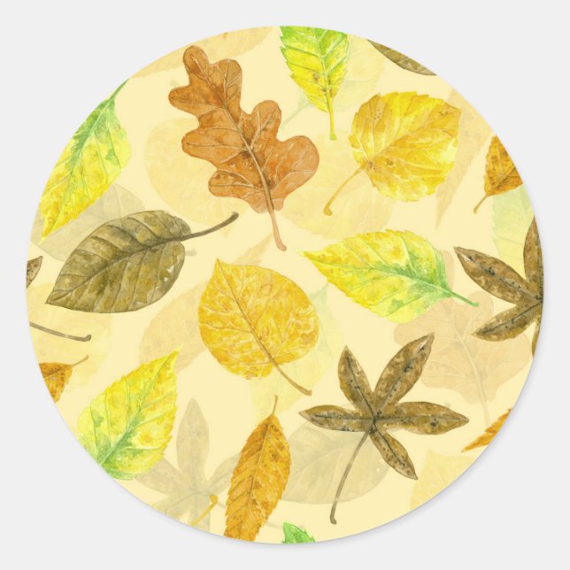 Autumn pattern watercolor 2 classic round sticker (Front)