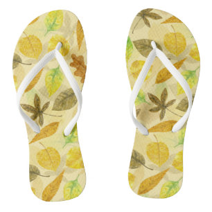 Autumn pattern watercolor 2 flip flops