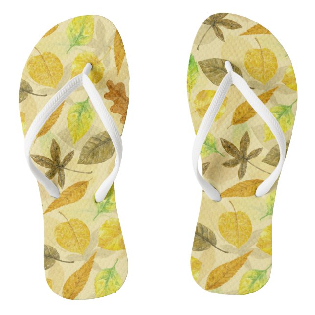 Autumn pattern watercolor 2 flip flops (Footbed)