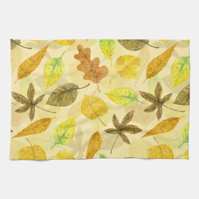 Autumn pattern watercolor 2 kitchen towel (Horizontal)