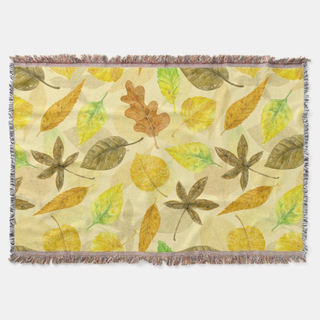 Autumn pattern watercolor 2 throw blanket (Front)