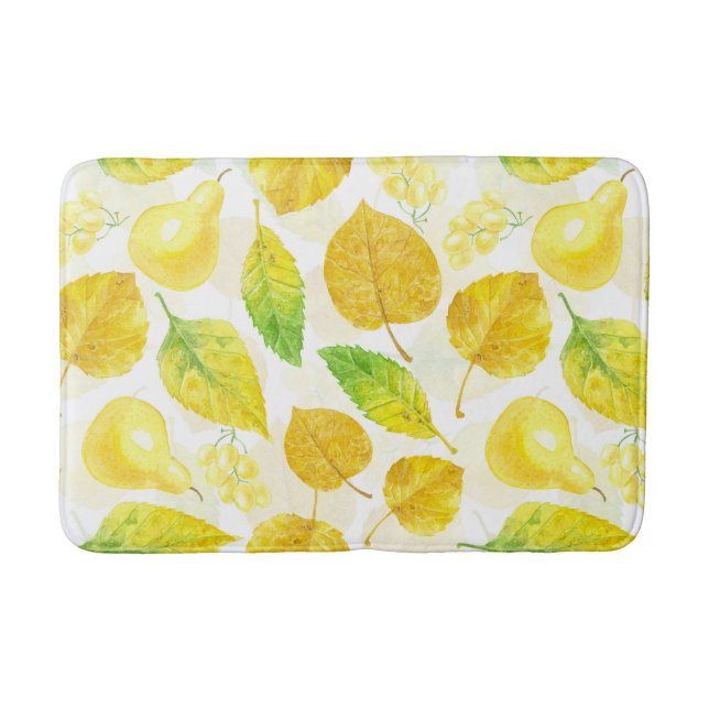 Autumn pattern watercolor bath mat (Front)