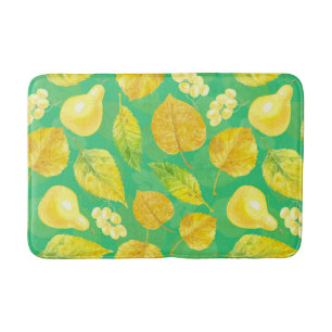 Autumn pattern watercolor bath mat