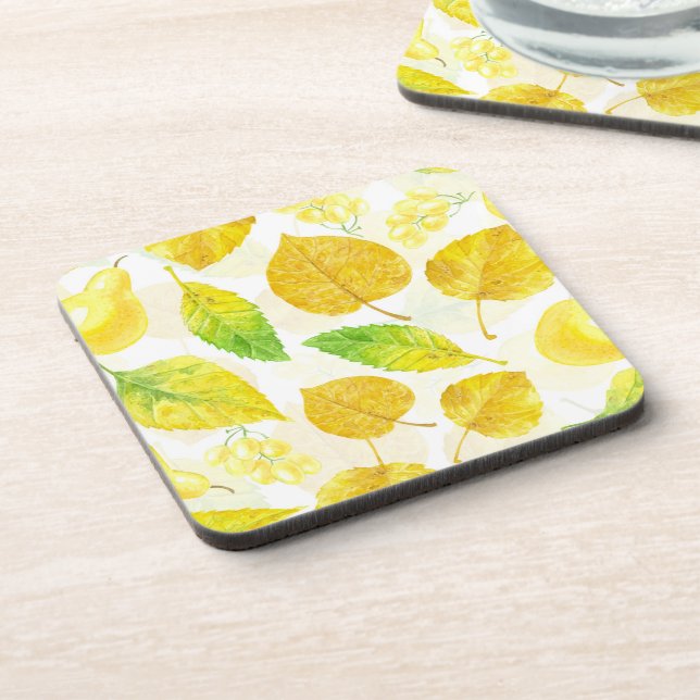 Autumn pattern watercolor coaster (Left Side)