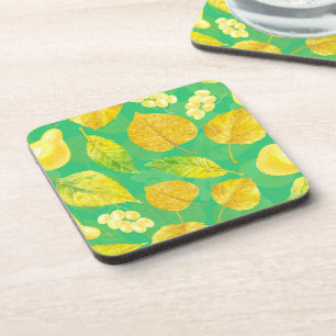 Autumn pattern watercolor coaster