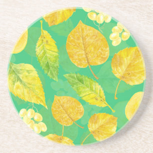 Autumn pattern watercolor coaster