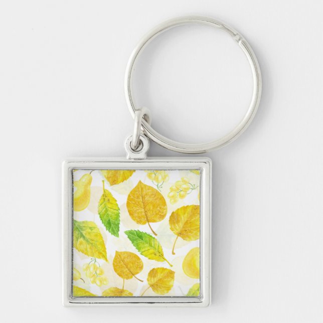 Autumn pattern watercolor keychain (Front)