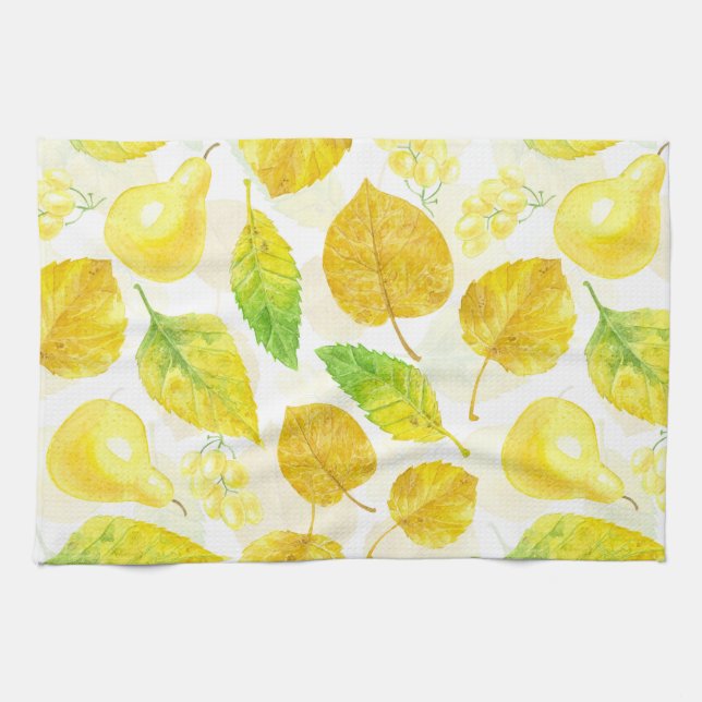 Autumn pattern watercolor kitchen towel (Horizontal)