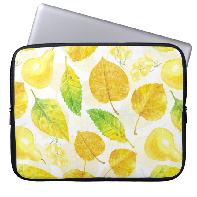 Autumn pattern watercolor laptop sleeve (Front)