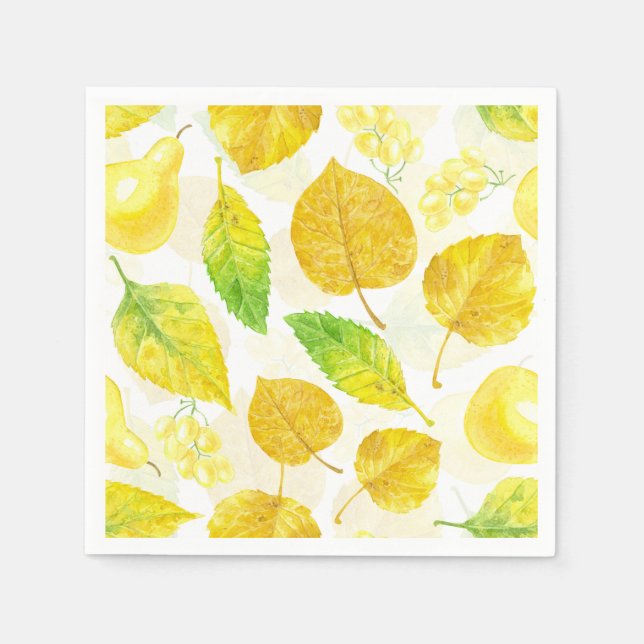 Autumn pattern watercolor napkin (Front)