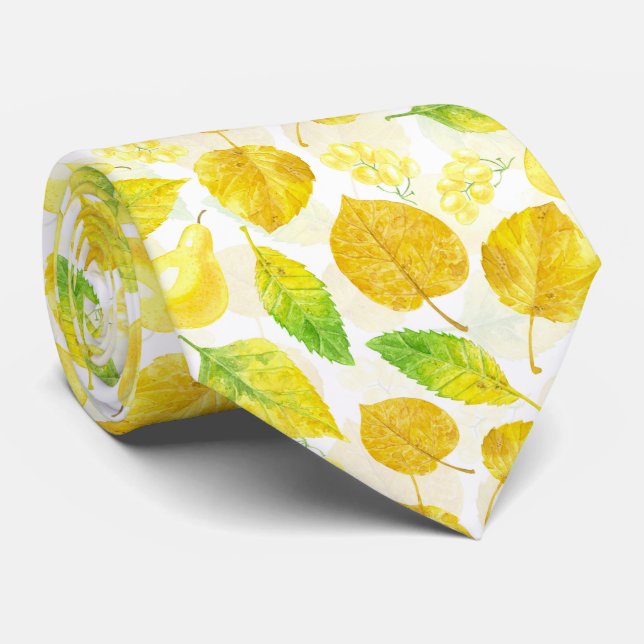 Autumn pattern watercolor tie (Rolled)