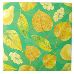 Autumn pattern watercolor tile