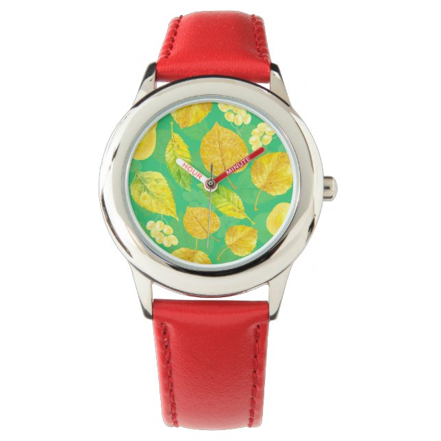 Autumn pattern watercolor watch (Front)
