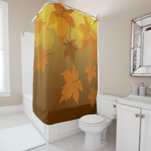Autumn pattern with falling maple leaves and bokeh