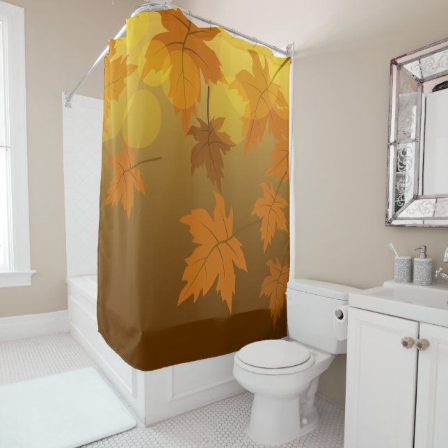 Autumn pattern with falling maple leaves and bokeh (In Situ)