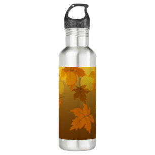 Autumn pattern with falling maple leaves and bokeh 710 ml water bottle