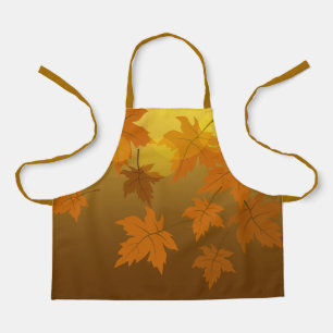 Autumn pattern with falling maple leaves and bokeh apron