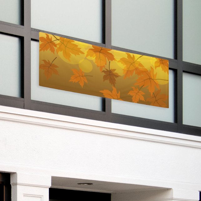 Autumn pattern with falling maple leaves and bokeh banner (Outside Building)