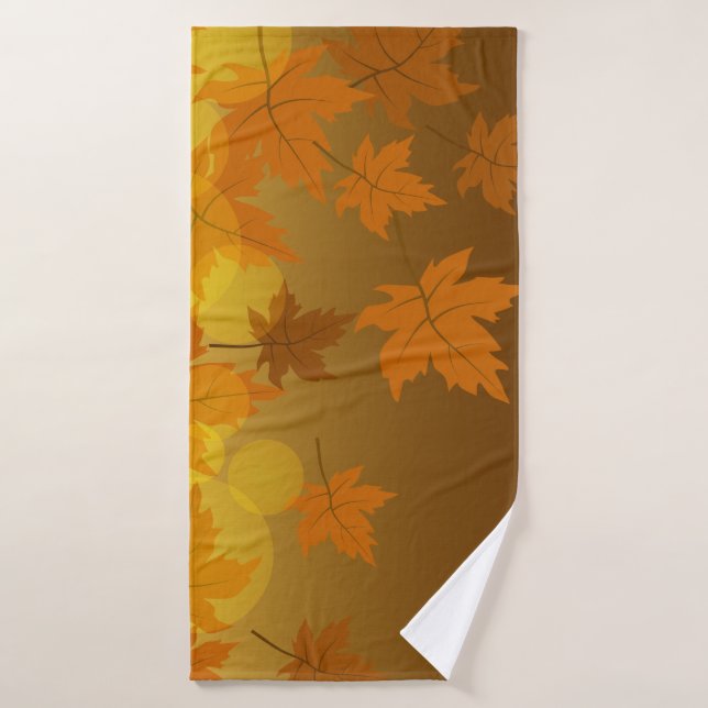 Autumn pattern with falling maple leaves and bokeh bath towel (Bath Towel)