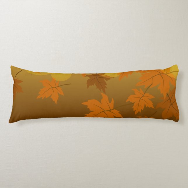 Autumn pattern with falling maple leaves and bokeh body pillow (Front)