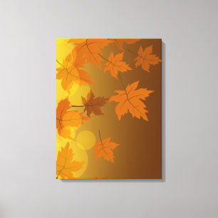 Autumn pattern with falling maple leaves and bokeh canvas print