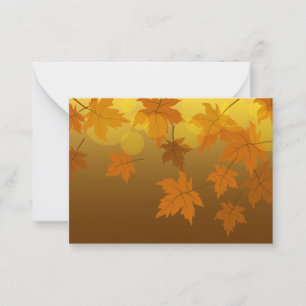 Autumn pattern with falling maple leaves and bokeh card