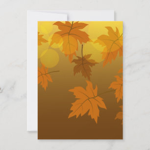 Autumn pattern with falling maple leaves and bokeh card