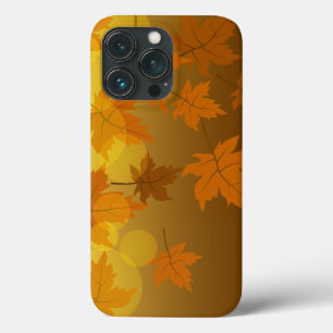 Autumn pattern with falling maple leaves and bokeh iPhone 13 pro case