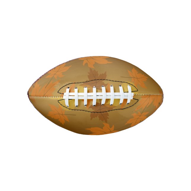 Autumn pattern with falling maple leaves and bokeh football (Front)