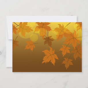 Autumn pattern with falling maple leaves and bokeh holiday card