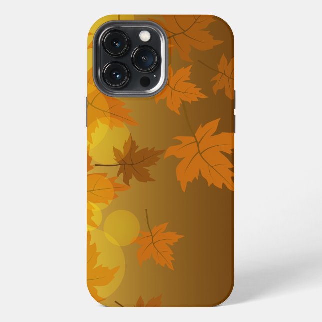 Autumn pattern with falling maple leaves and bokeh iPhone case (Back)