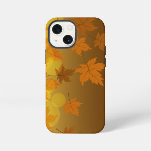 Autumn pattern with falling maple leaves and bokeh iPhone 13 mini case