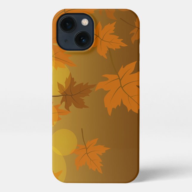 Autumn pattern with falling maple leaves and bokeh iPhone case (Back)