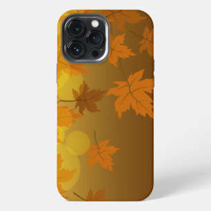 Autumn pattern with falling maple leaves and bokeh iPhone 13 pro max case
