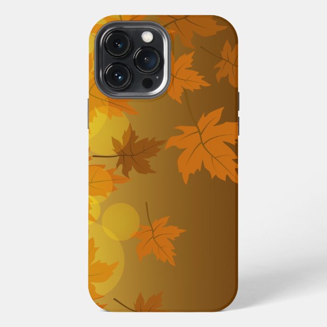 Autumn pattern with falling maple leaves and bokeh iPhone case (Back)