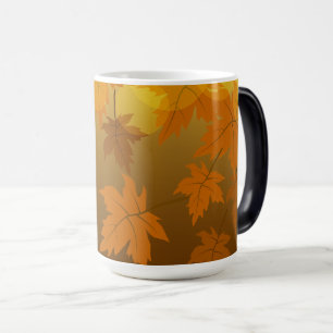 Autumn pattern with falling maple leaves and bokeh magic mug