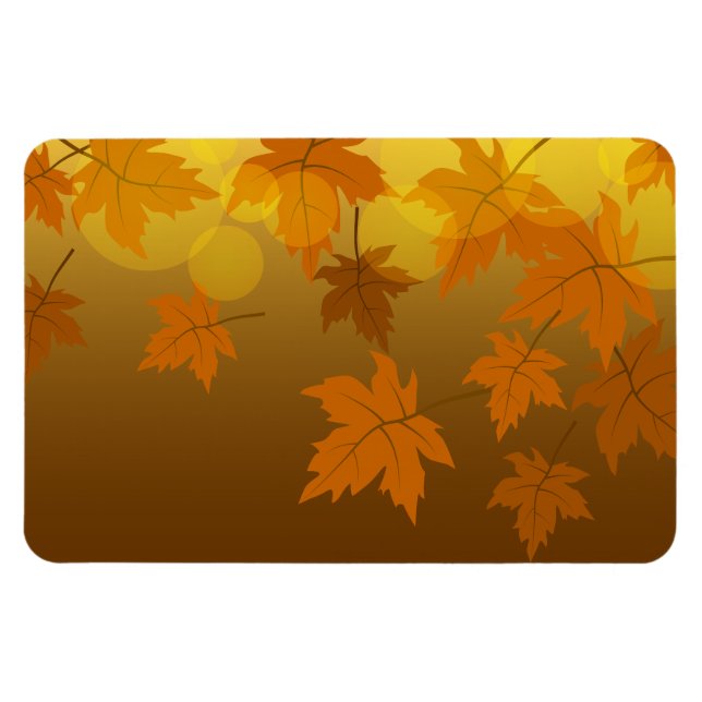Autumn pattern with falling maple leaves and bokeh magnet (Horizontal)