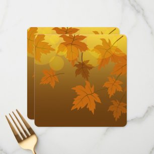 Autumn pattern with falling maple leaves and bokeh menu